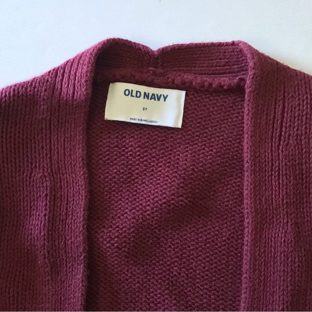 Old Navy girls cranberry Open Front Knit Cardigan